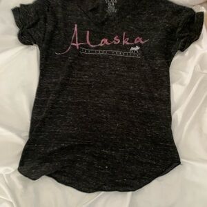 Black Short Sleeve Tee with Alaska Graphic